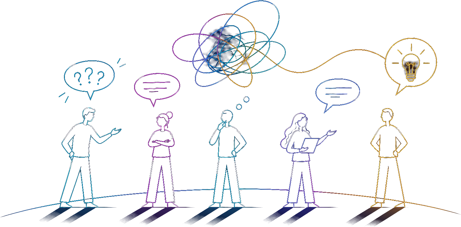 Illustration of a team working through a performance challenge
